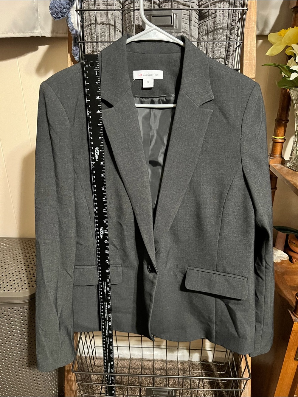Liz Claiborne Gray Single-Button Blazer size 12
